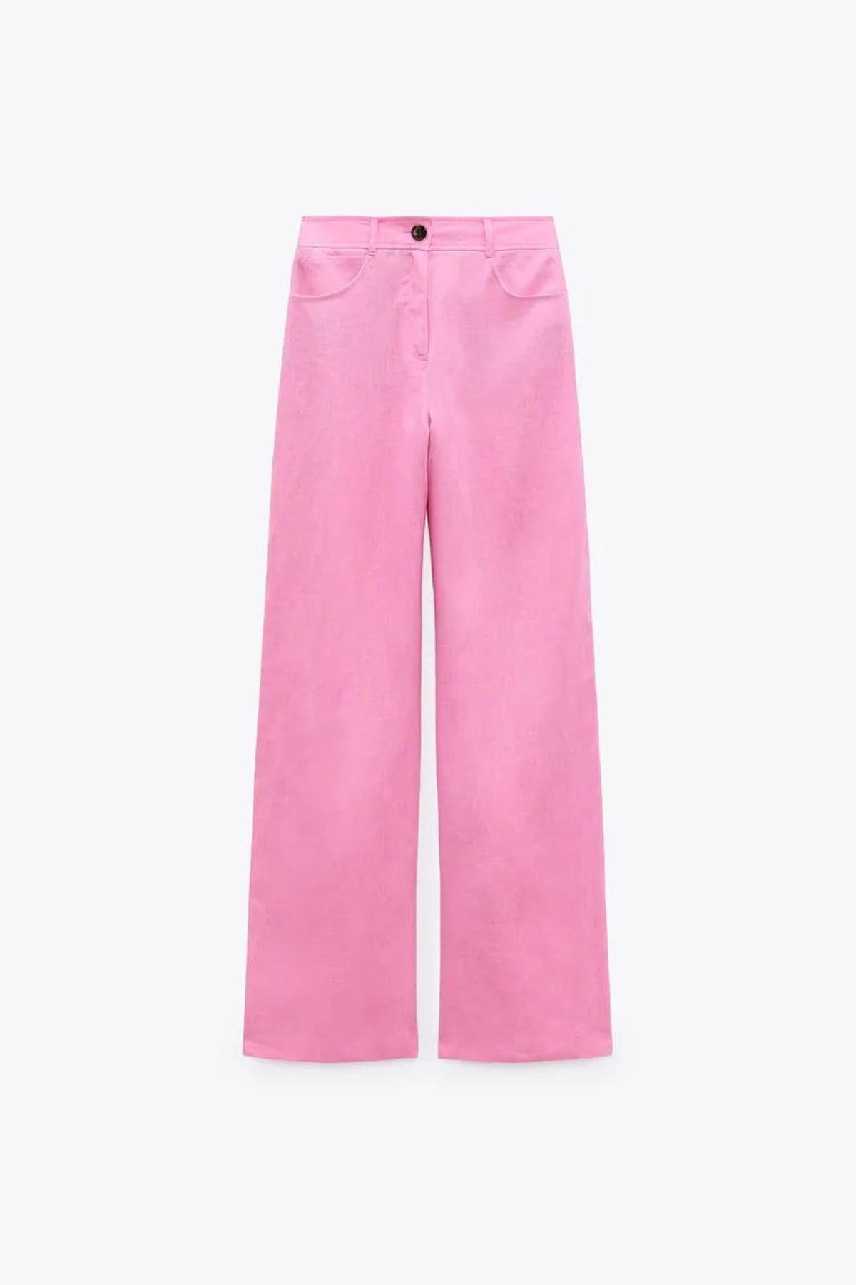 Pantalón estilo 'wide leg' en color rosa