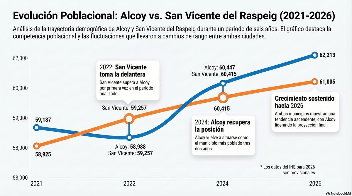 La evolución de Alcoy y San Vicente desde 2021