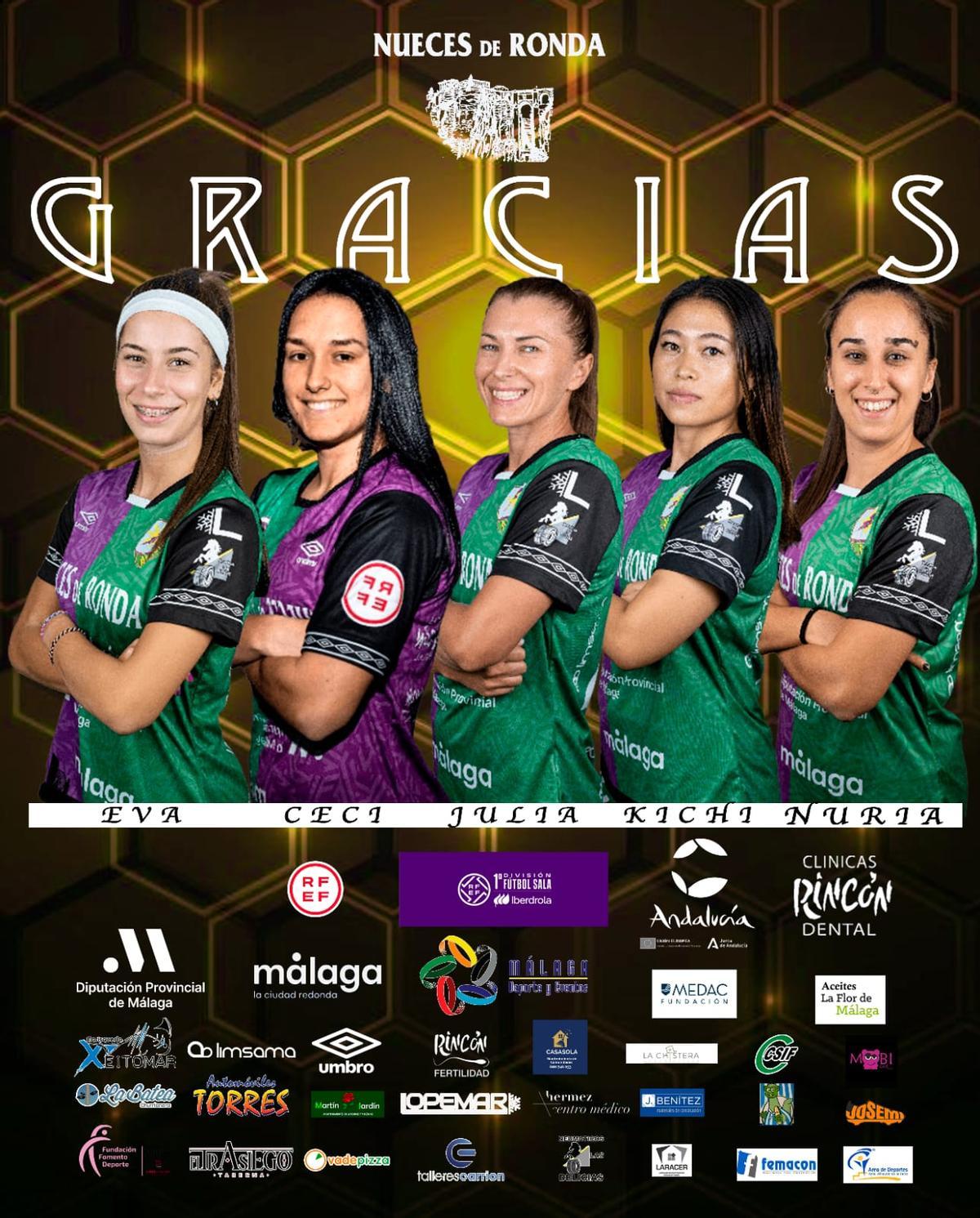Ceci, Eva, Julia, Kichi y Nuria son las jugadoras que se marchan.