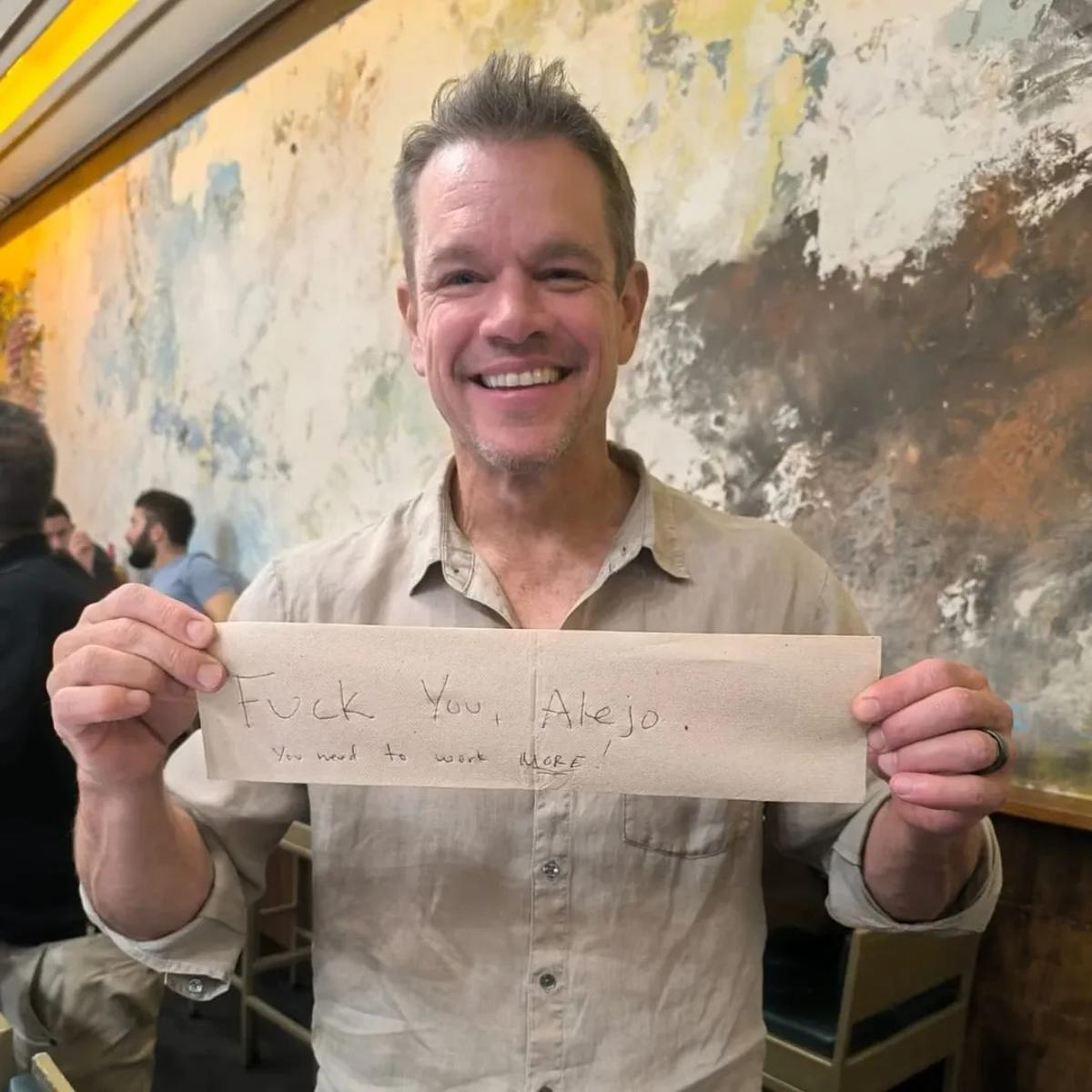 Mat Damon, con su mensaje a Alejo.