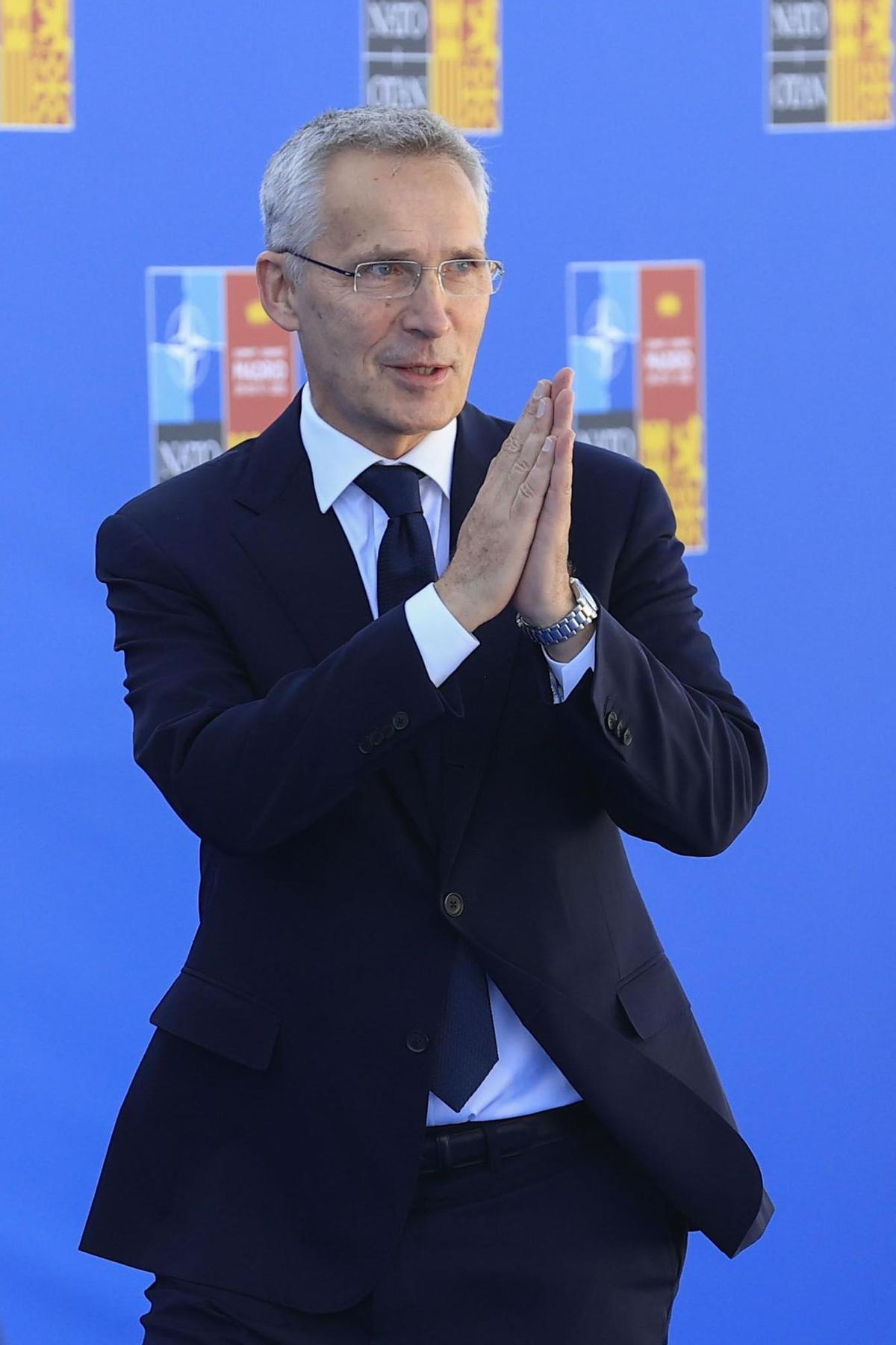 MADRID, 30/06/2022.- El secretario general de la OTAN, Jens Stoltenberg, a su llegada a la segunda jornada de la cumbre de la OTAN que se celebra este jueves en el recinto de Ifema, en Madrid. EFE/Zipi