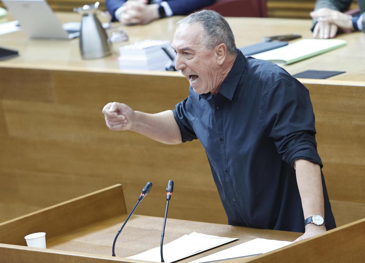 El síndic de Compromís, Joan Baldoví, interviene en la sesión de control.