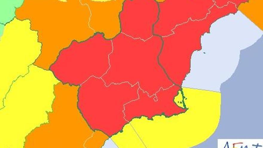 Activan el aviso rojo por fuertes lluvias en la Región este jueves y viernes