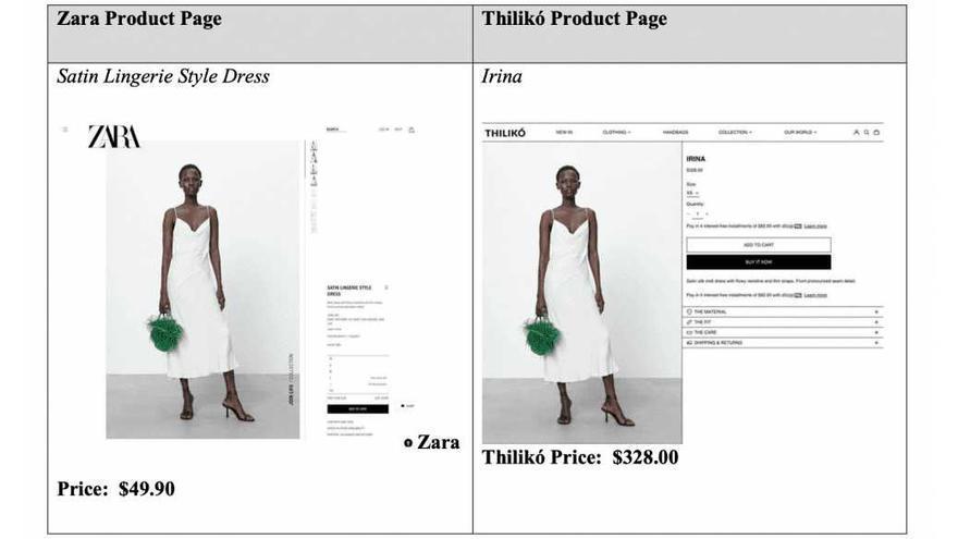 Comparativa d&#039;una mateixa peça de roba venuda a les webs de Zara i a Thilikó