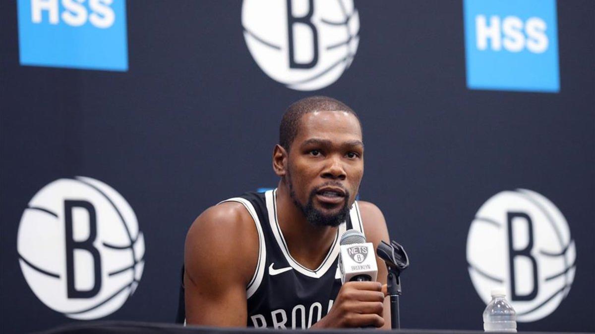 Durant, durante un acto con los Nets