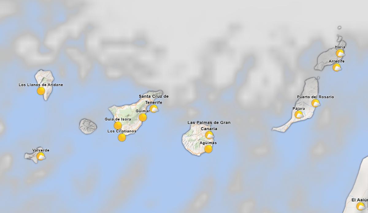 Previsión del tiempo en Canarias este viernes a las 09.00.