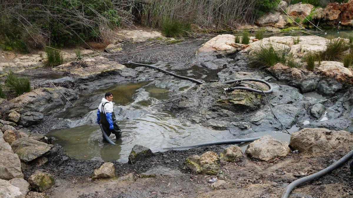 Un operario realiza las tareas de limpieza