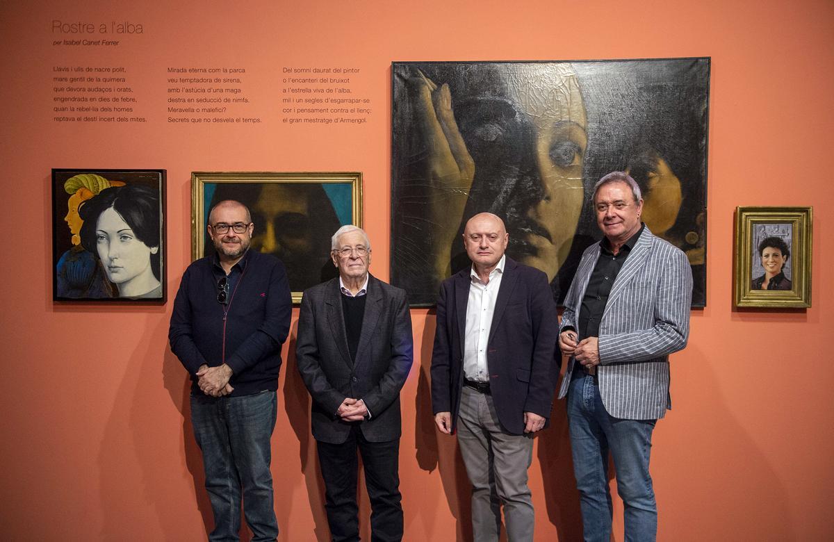 Rafael Company, Rafael Armengol, Paco Teruel y Amador Griñó, en la exposición.