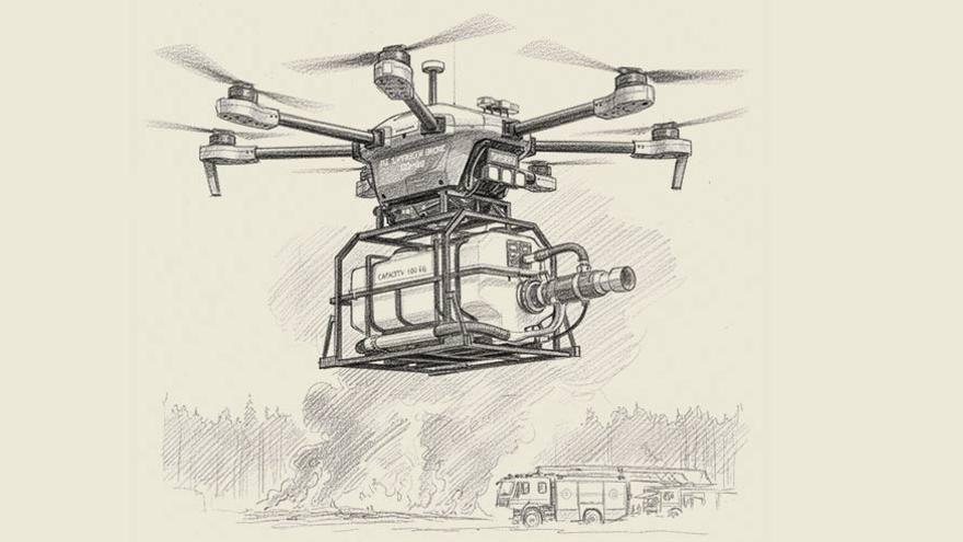 Representación de un dron de carga