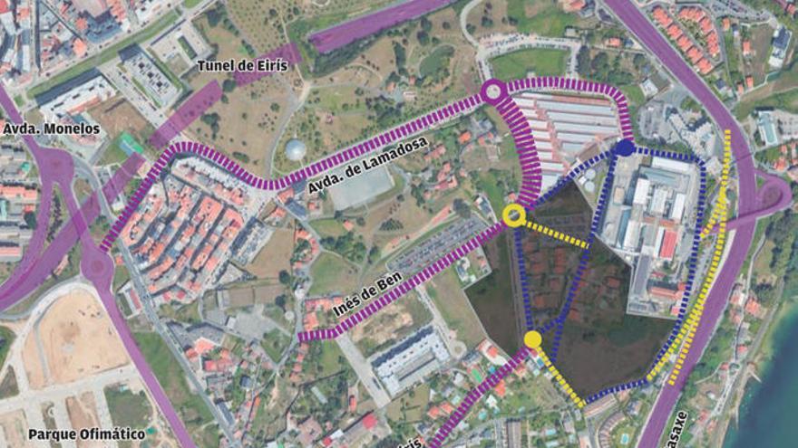 El plan para el hospital proyecta trasvase de tráfico a Monelos y otro ramal con A Pasaxe