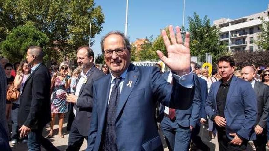 El presidente catalán Torra, ayer, durante una visita a Lleida. // Efe