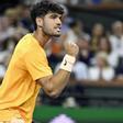 12/03/2026 12 March 2026, US, Indian Wells: Spanish tennis player Carlos Alcaraz celebrates winning a point against UKs Cameron Norrie during their mens singles quarterfinal match of Indian Wells Open Tennis tournament. Photo: Charles Baus/CSM via ZUMA Press Wire/dpa DEPORTES Charles Baus/CSM via ZUMA Press / DPA