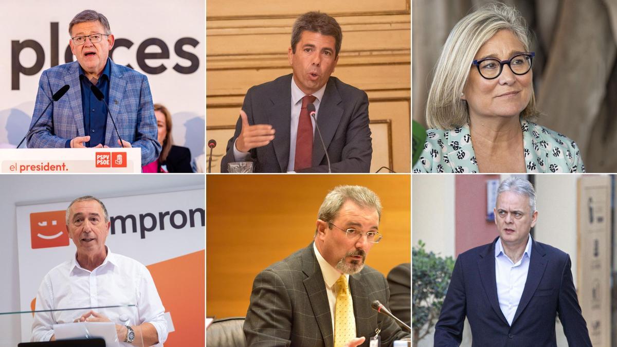 Ximo Puig, Carlos Mazón, Mamen Peris, Joan Baldoví, Carlos Flores Juberías y Héctor Illueca