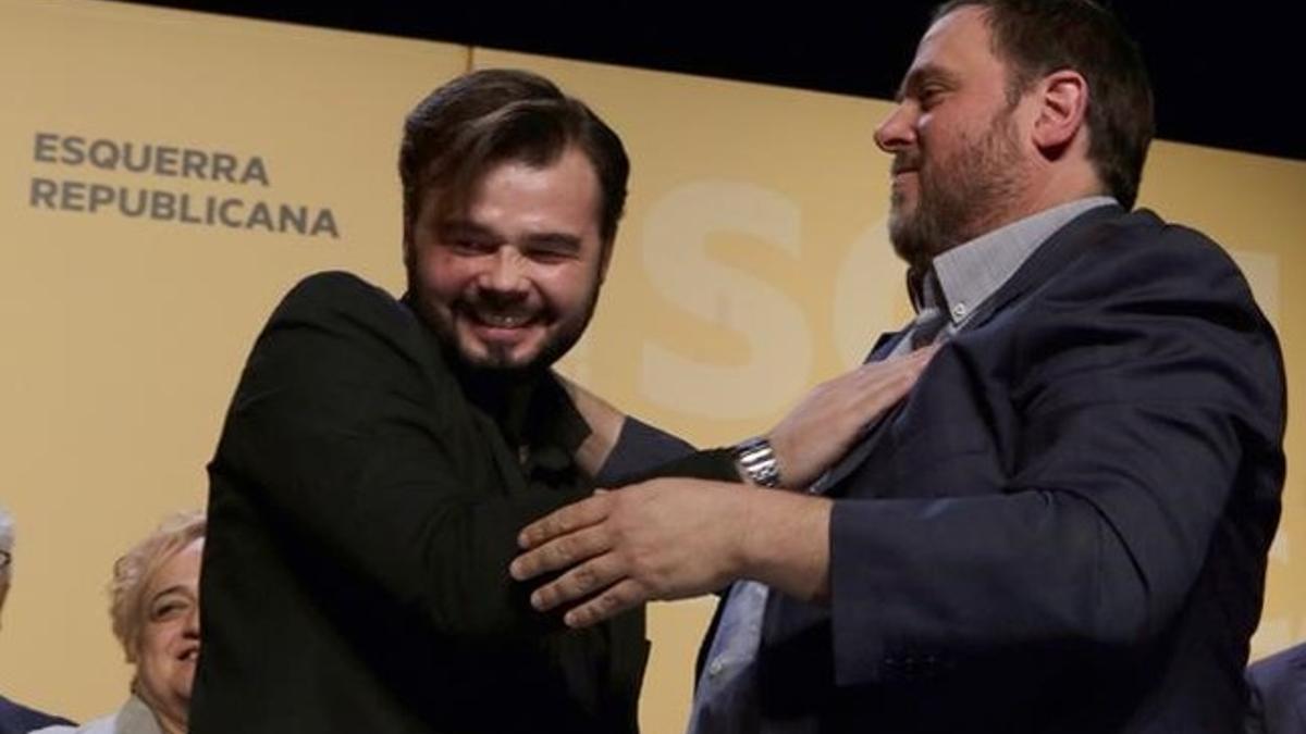 RUFIAN Y JUNQUERAS EN LA SEDE ELECTORAL DE ERC