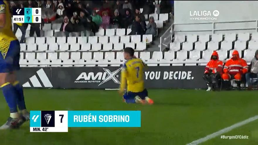 El 0-1 del Cádiz en el Burgos 2-2 Cádiz de la jornada 36 de LaLiga Hypermotion