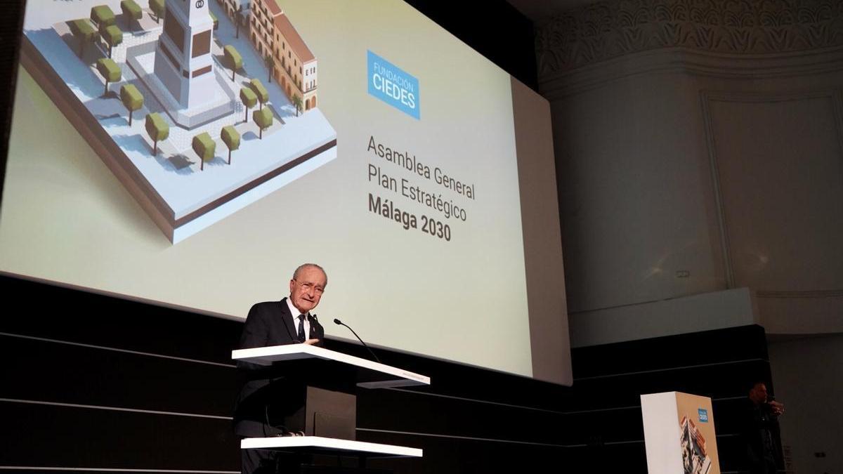 Francisco de la Torre, durante la presentación del Plan Estratégico de Málaga 2030 de Fundación Ciedes.