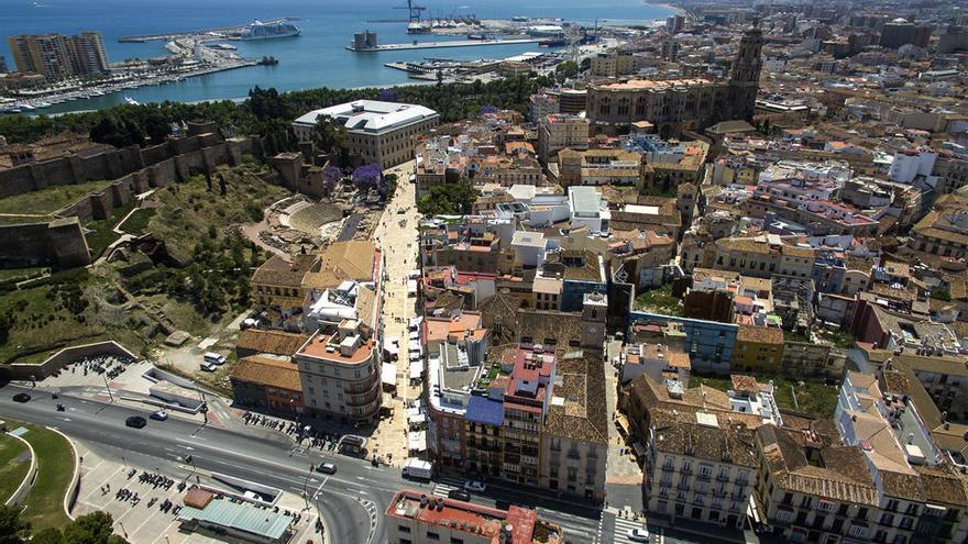 Una vista aérea de Málaga capital.