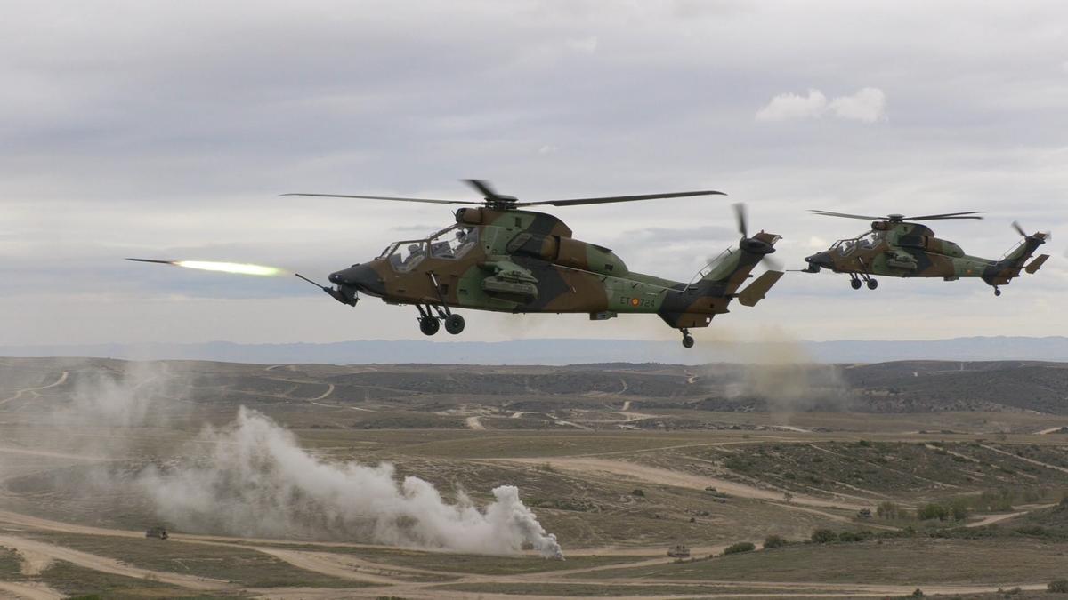 Helicópteros 'Tigre' durante los ejercicios.