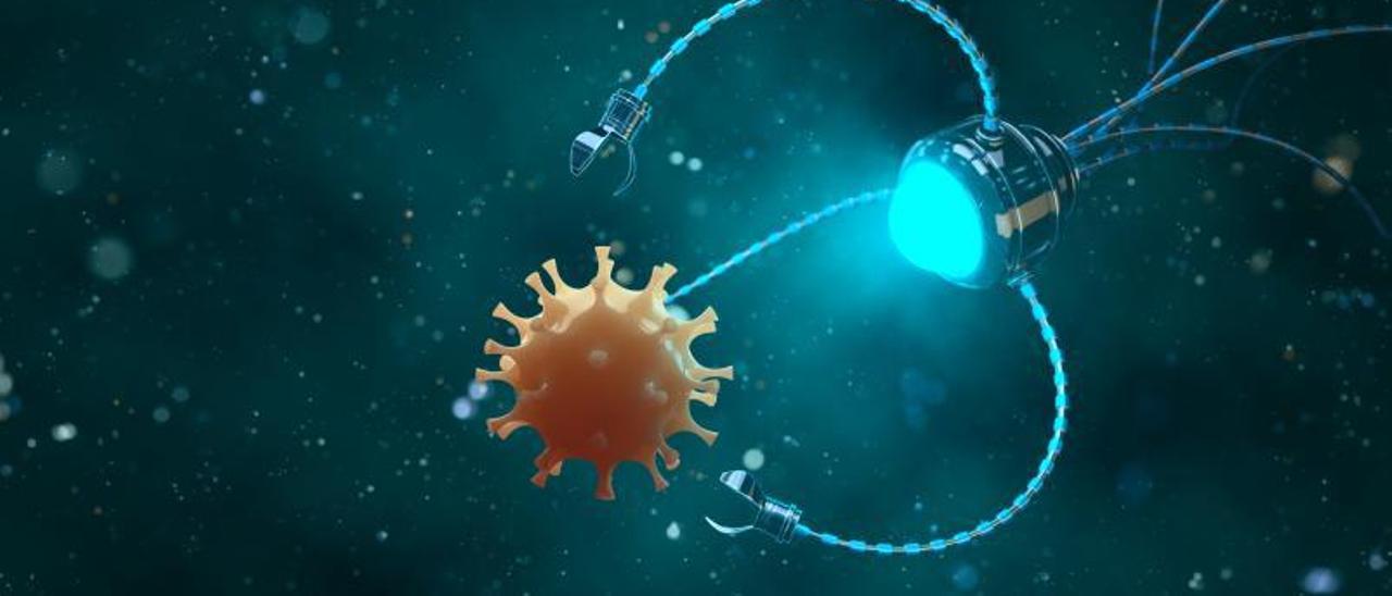 Nanobot matando un virus