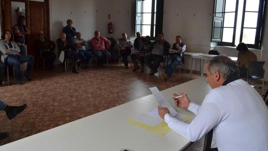 La subasta de los caballos prindados en el Sueve, ayer, en las antiguas escuelas de Gobiendes.