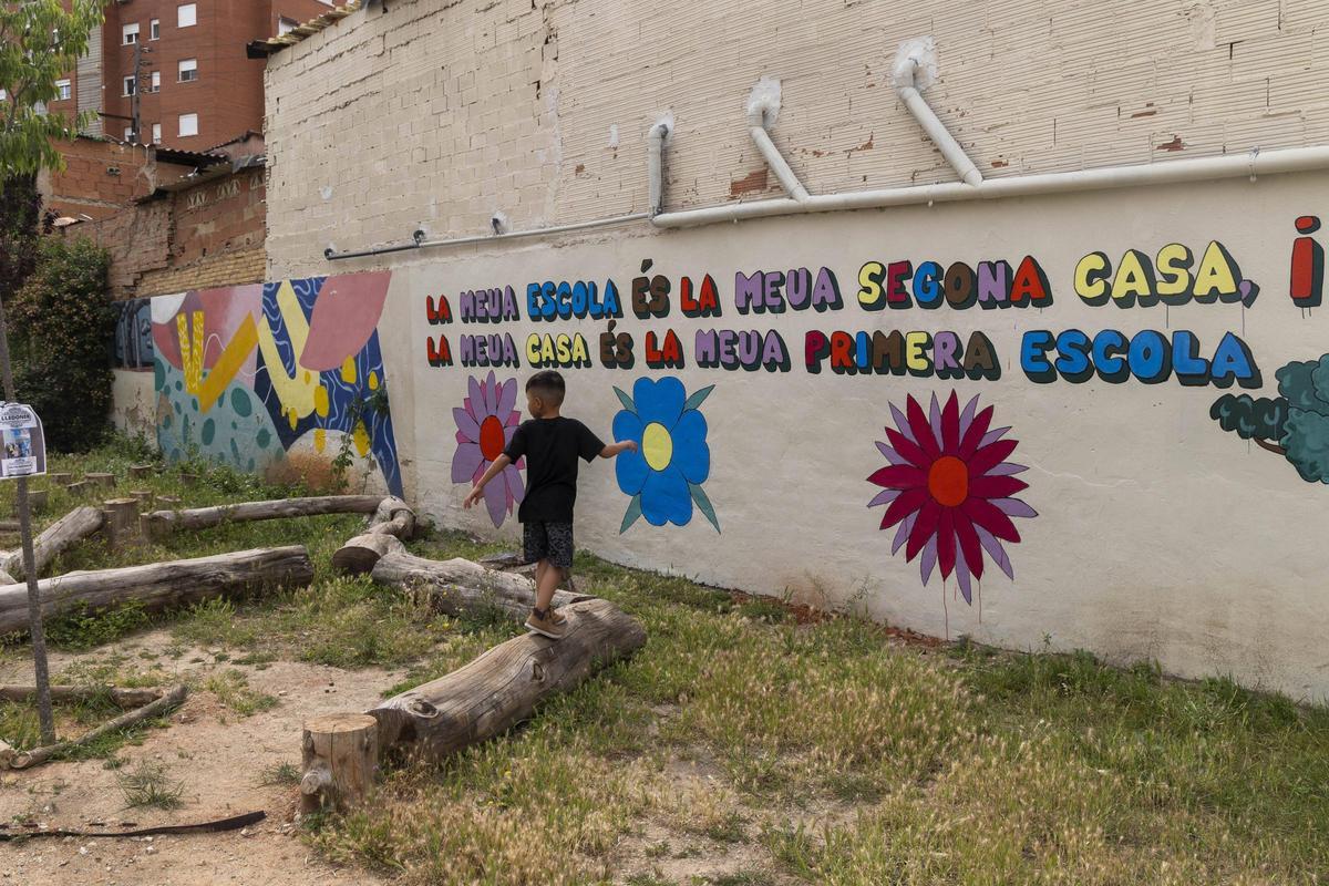 Troncs al pati del CEIP Ballester Fandos de València.