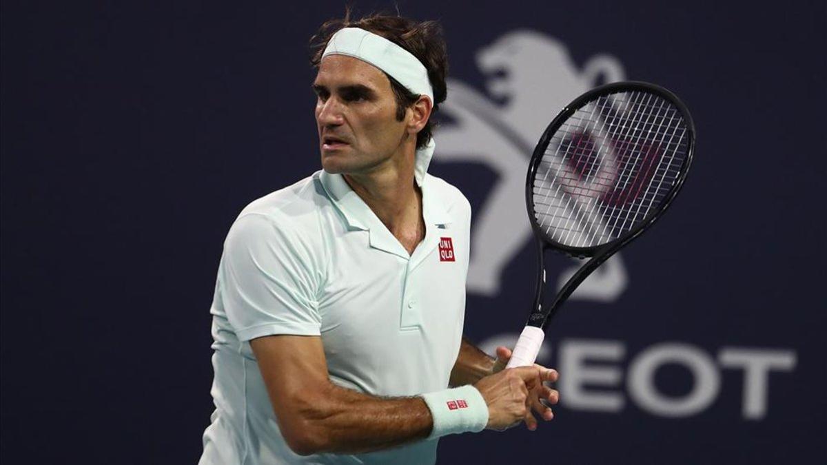 Federer, durante el Miami Open