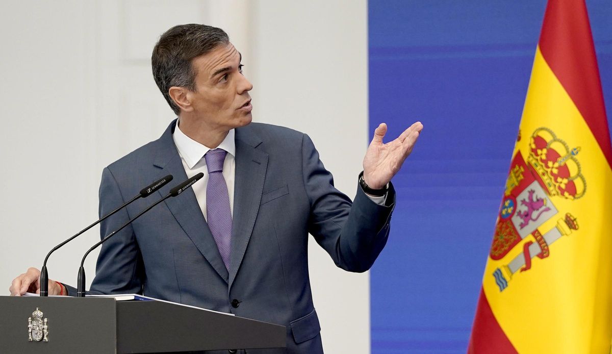 El presidente del Gobierno, Pedro Sánchez, este lunes en la Moncloa.