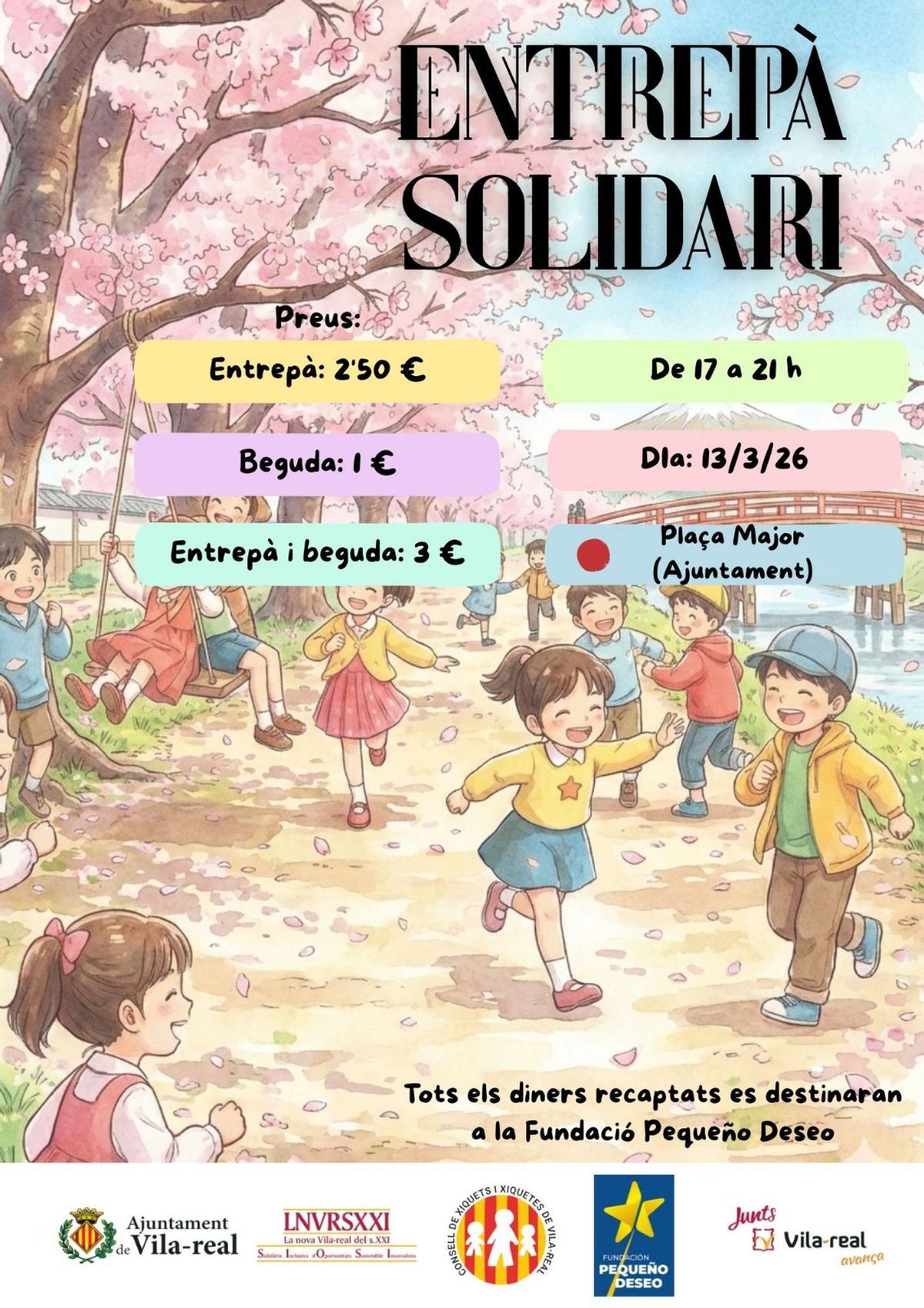 Imagen del cartel anunciador de la cita con el bocadillo solidario que organiza el Consell de Xiquets i Xiquetes de Vila-real.