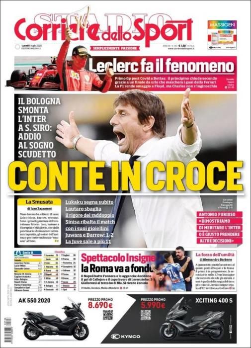 Portada CORRIERE DELLO SPORT lunes 6 julio 2020