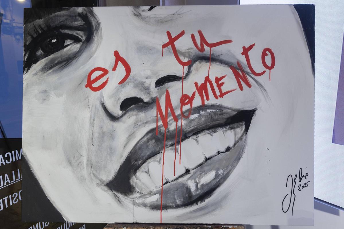 Cuadro realizado por el artista Jesús Arrúe durante la inauguración.