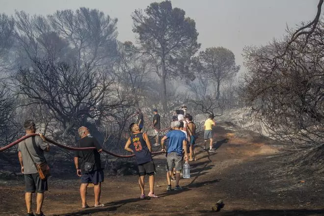 Un incendio en Puerto Real (Cádiz) obliga a desalojar vecinos, provoca cortes de luz y de la autovía AP-4