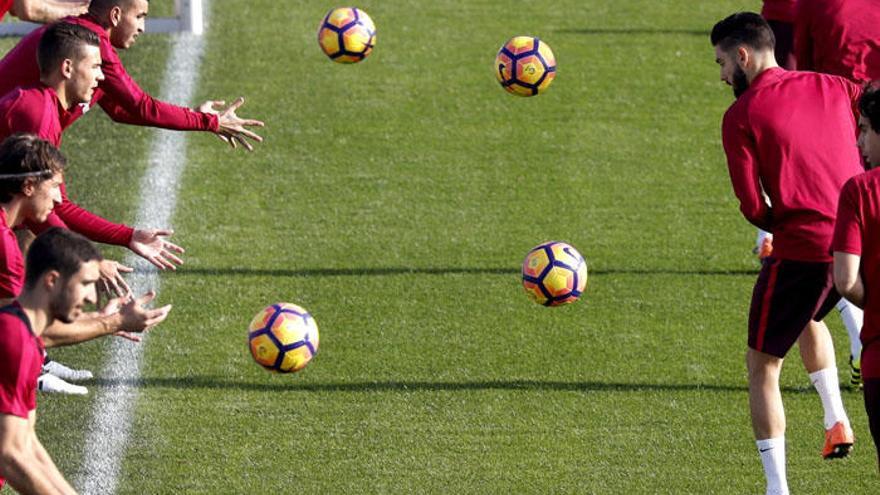Una imagen del entrenamiento del Atlético de Madrid de este viernes.