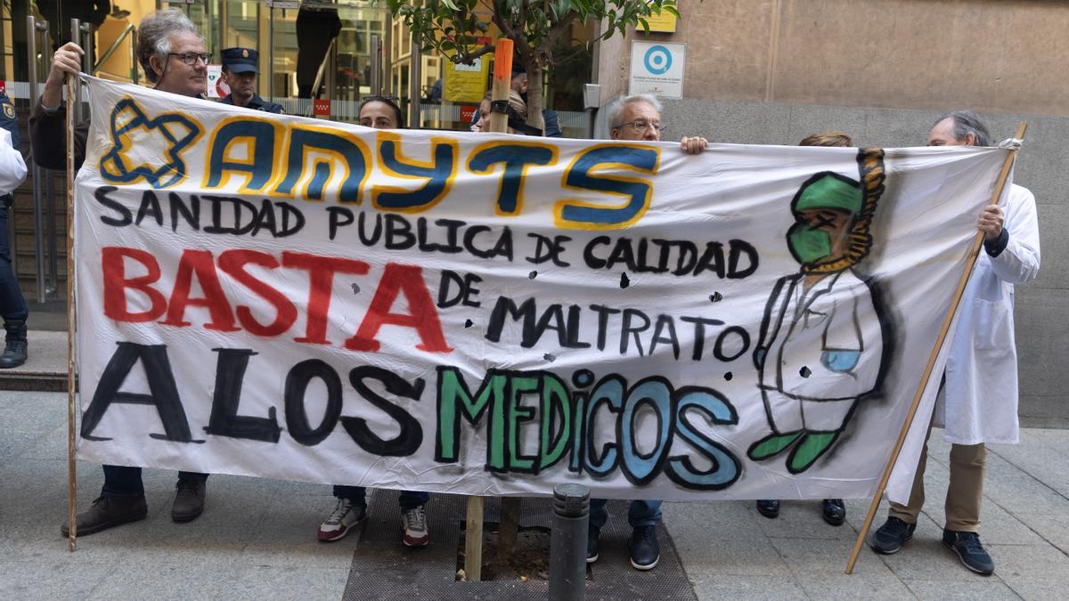 Una protesta de sanitarios en Madrid.