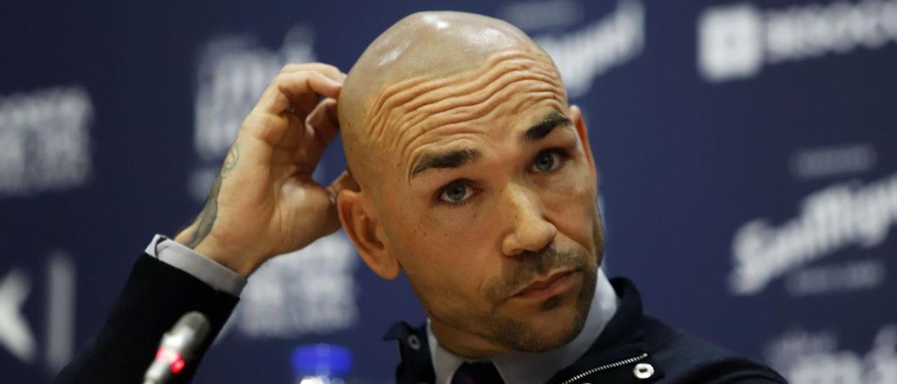 Manolo Gaspar, director deportivo del Málaga en sala de prensa.