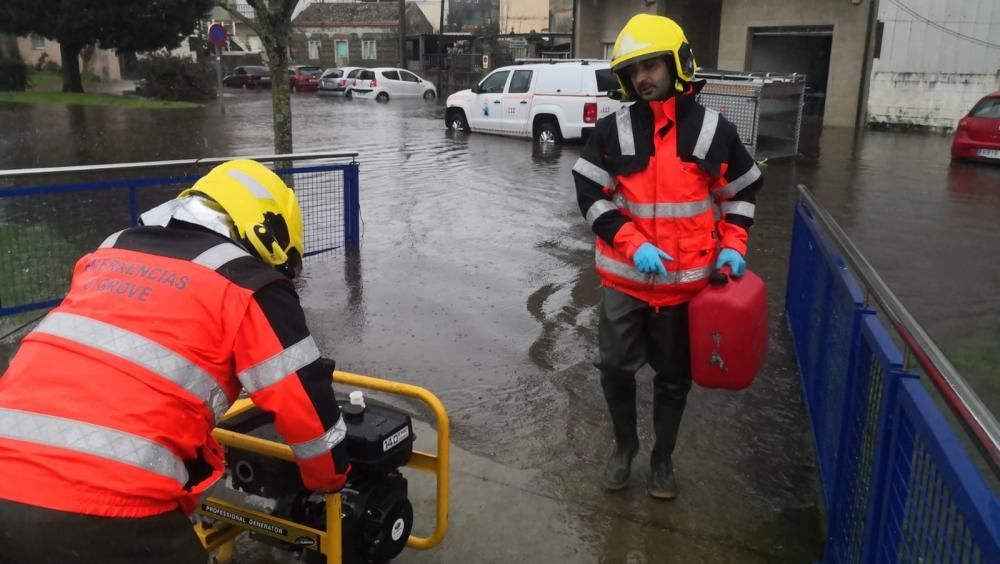 Los efectos de las intensas lluvias en O Grove.