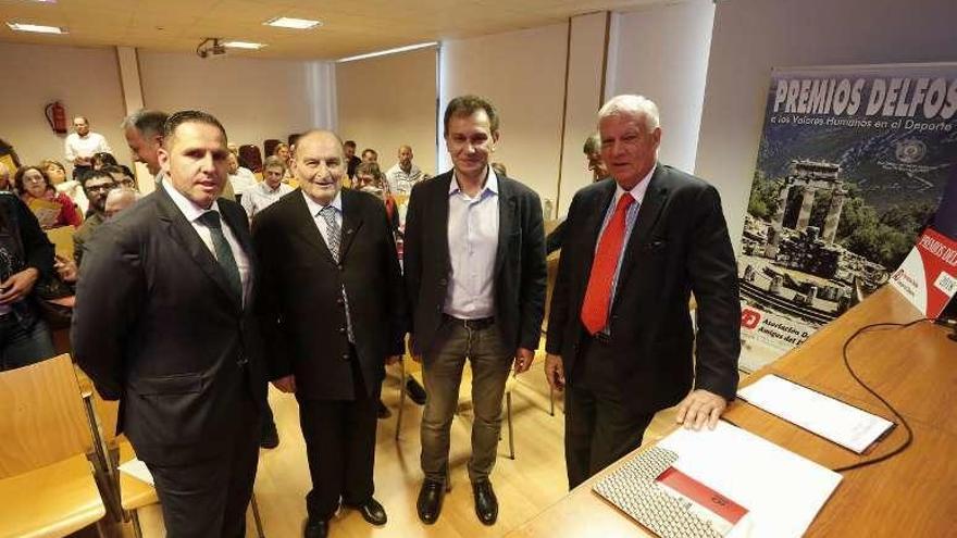 Por la izquierda, José Manuel Vega, Juan Quirós, Jorge Suárez y Manuel Penche, ayer en el Museo Marítimo de Luanco.