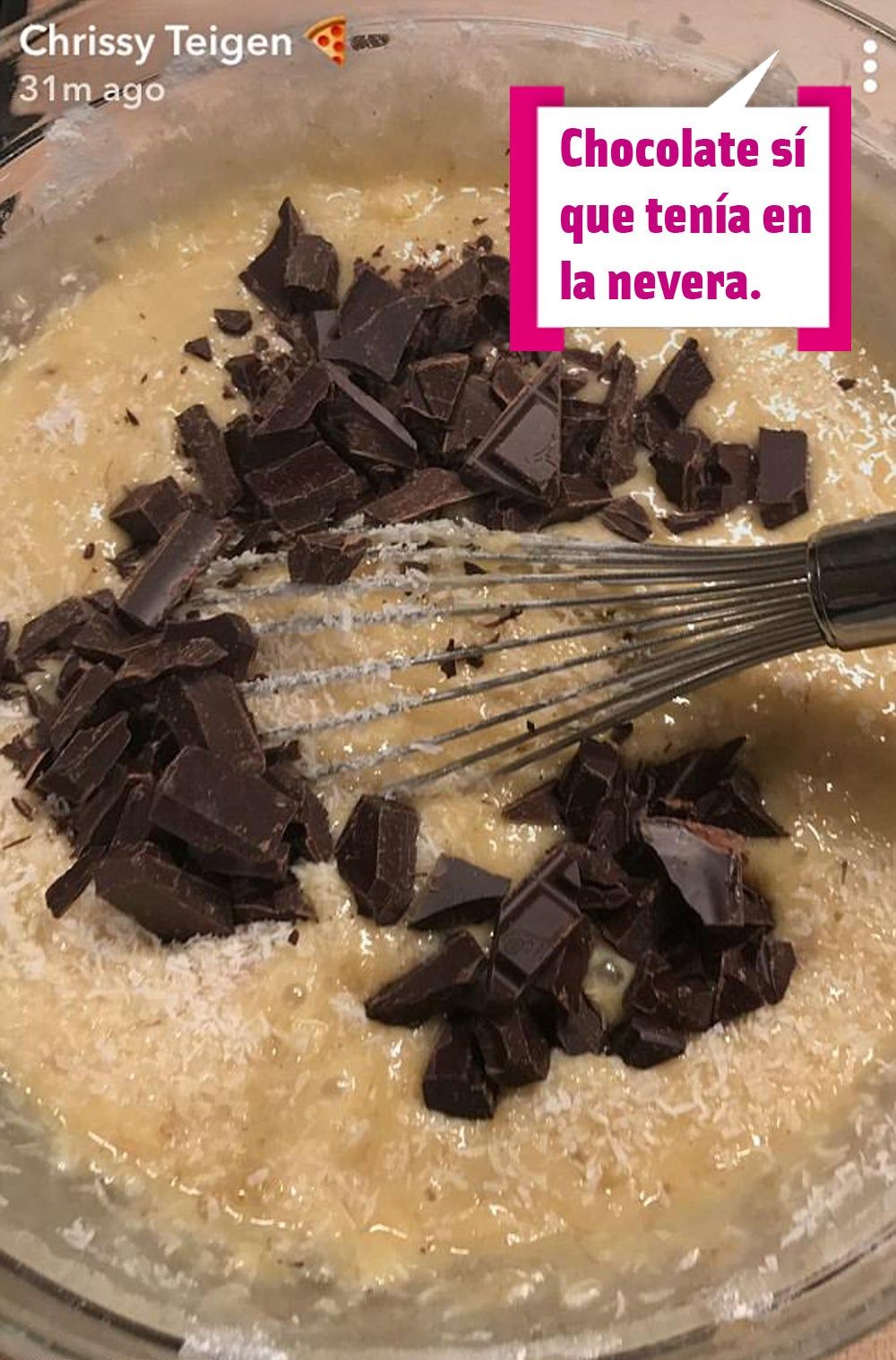 Receta del bizcocho de plátano de Chrissy Teigen en Snapchat