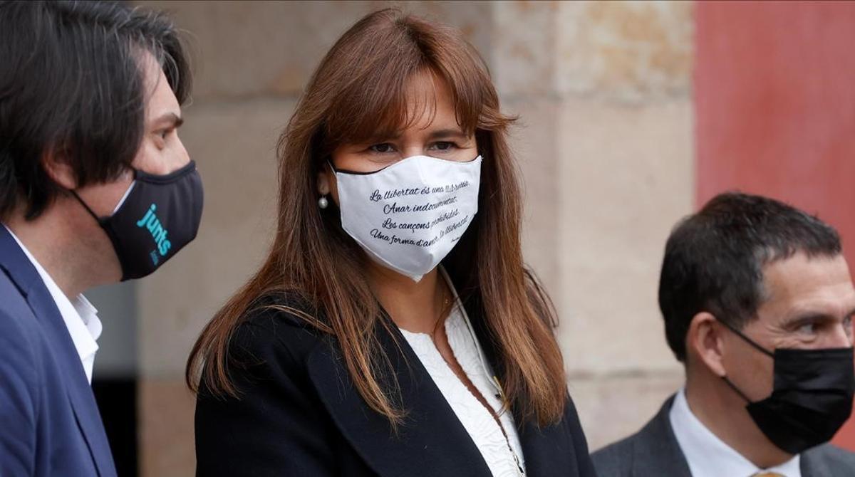 Laura Borràs, a su llegada al Parlament.