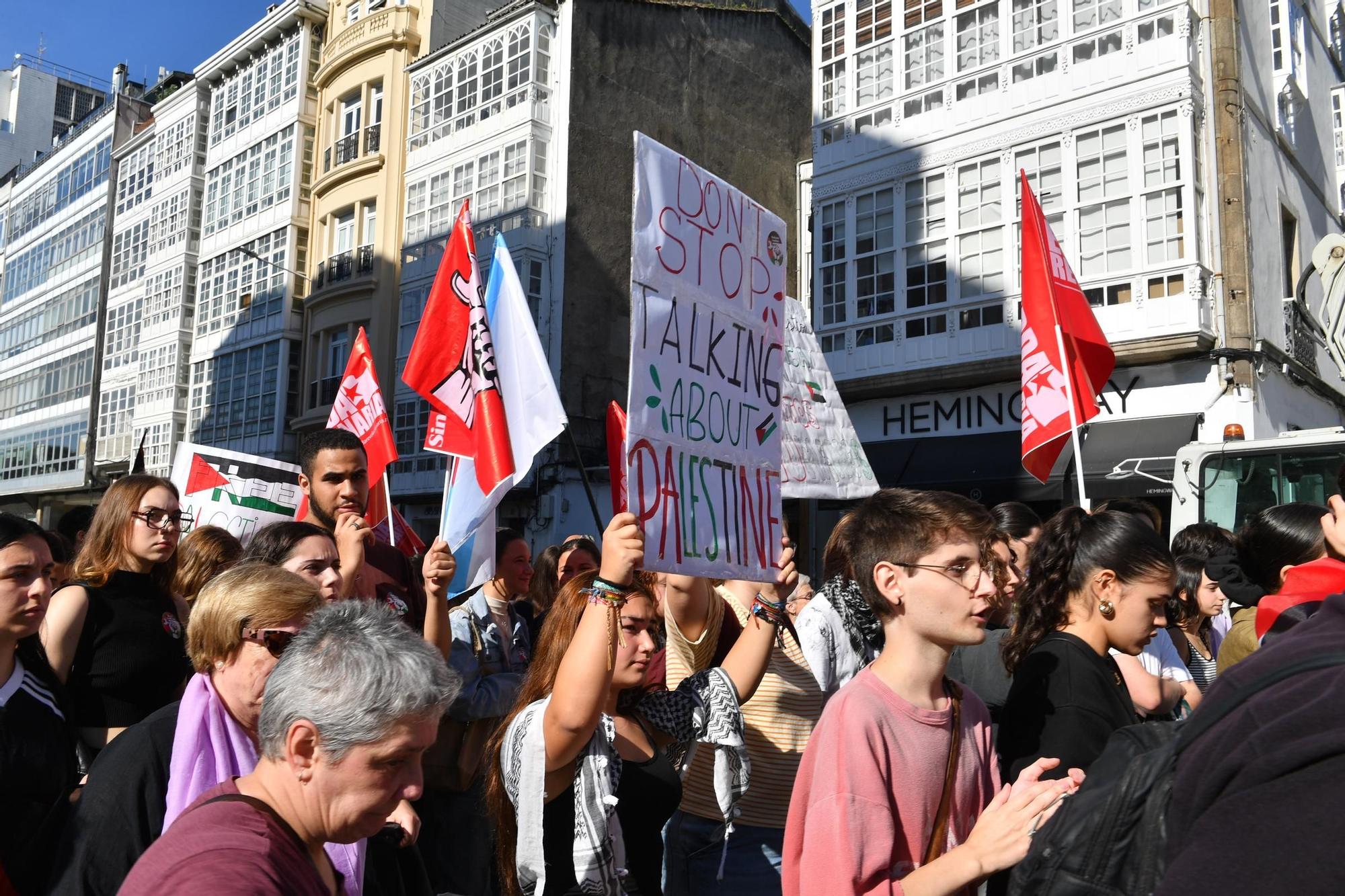 Manifestación en la jornada de huelga por Gaza en A Coruña