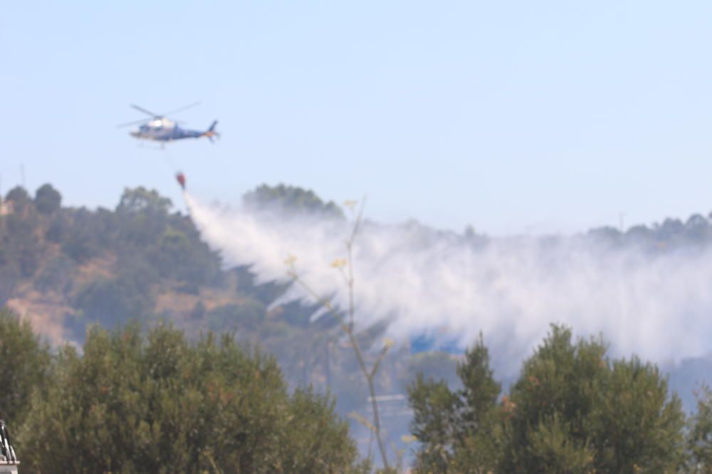 El fuego declarado en las inmediaciones de la autovía han obligado a cortar el tráfico en ambos sentidos y congestiona también la MA-20 en sentido Cádiz