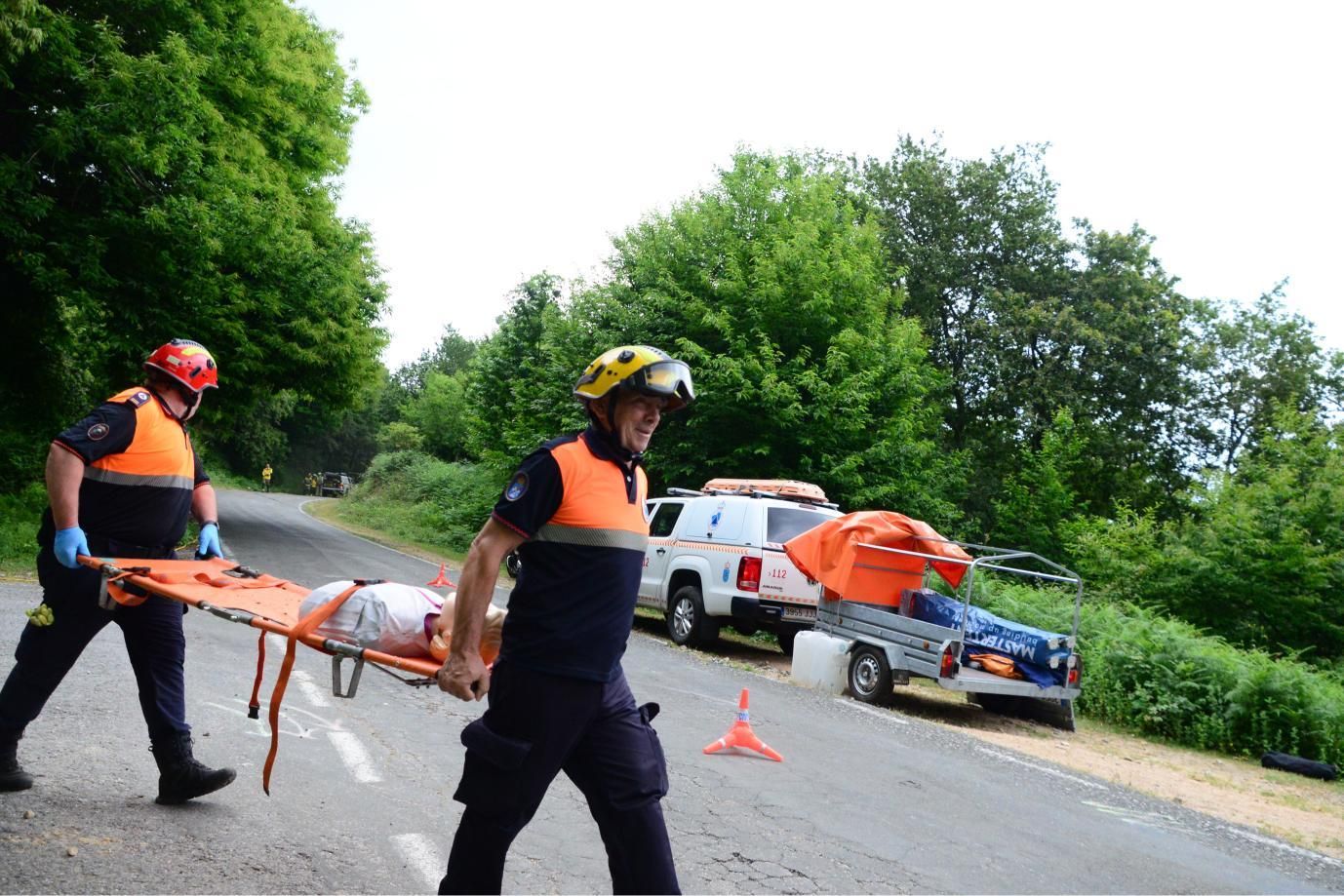 Las imágenes del simulacro contra incendios forestales en Moaña