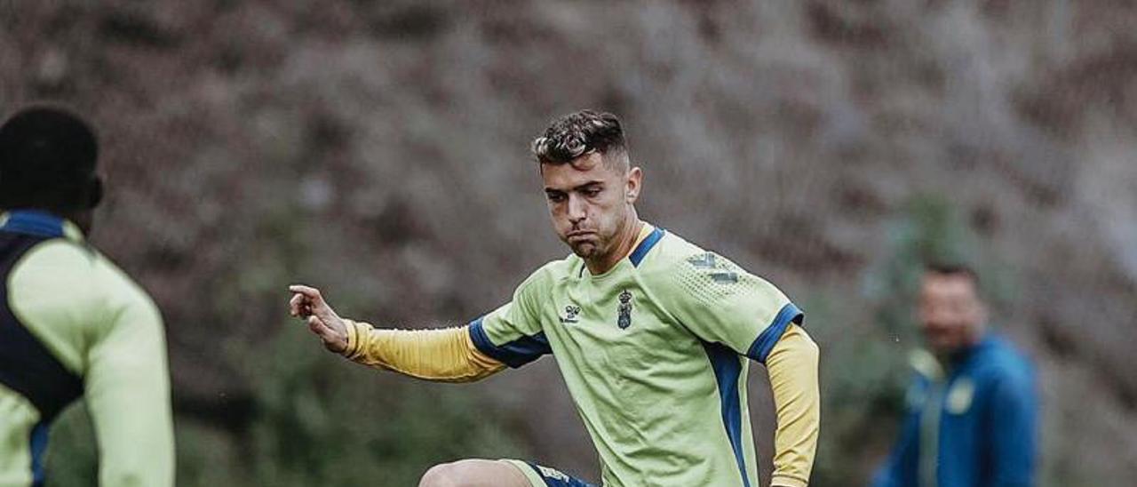 Pau Miguélez en un entrenamiento con el filial de la UD Las Palmas, su último equipo.