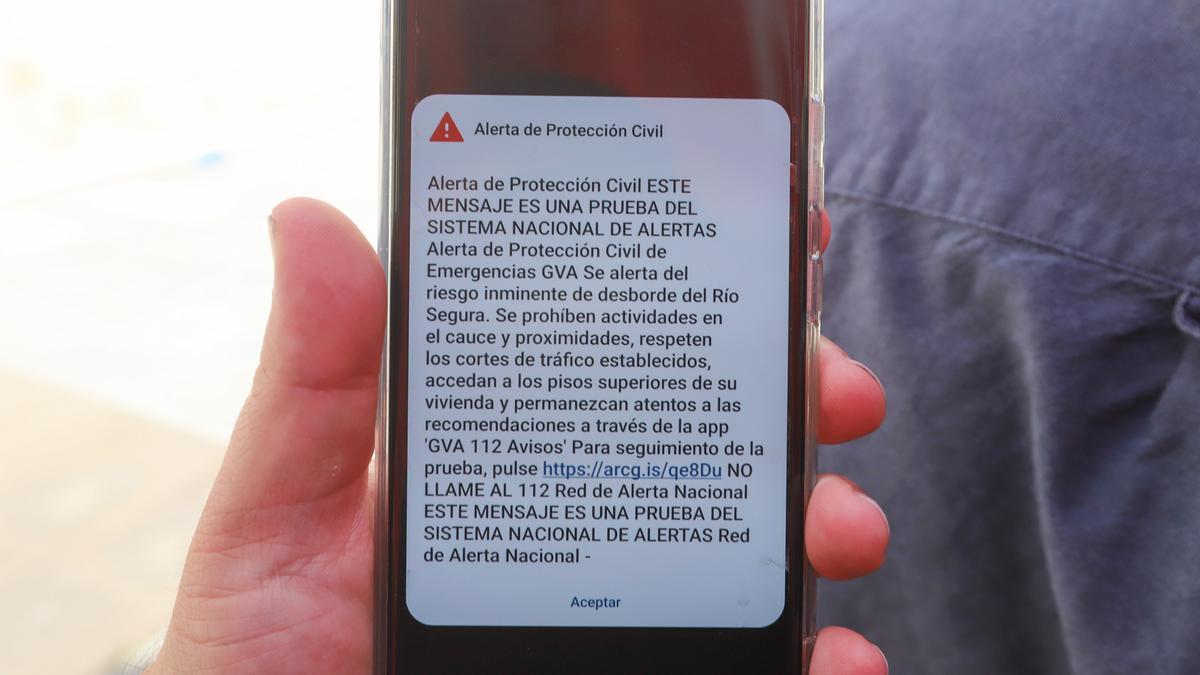 Simulacro de Emergencias de la Generalitat de las alertas al móvil el pasado mayo en la Vega Baja.