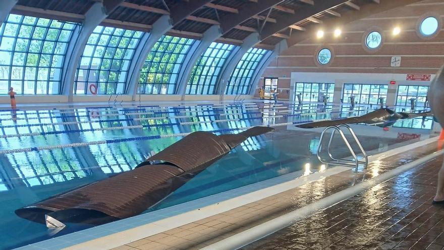 Cae a plomo sobre el agua el conducto de climatización de la piscina municipal cubierta de Torrevieja