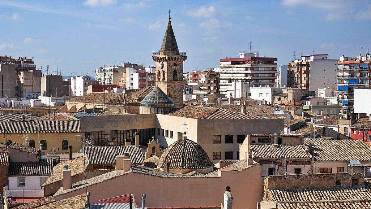 Vista aérea de uno de los barrios de Villena.