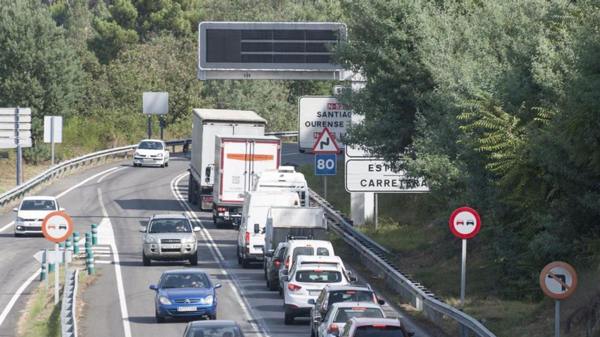 Un atasco en la N-120.