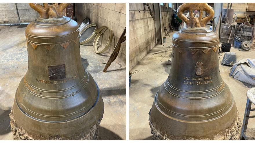 Así es la &quot;falsa campana&quot; que servíra de molde a la pieza final de la ermita de Sant Esteve