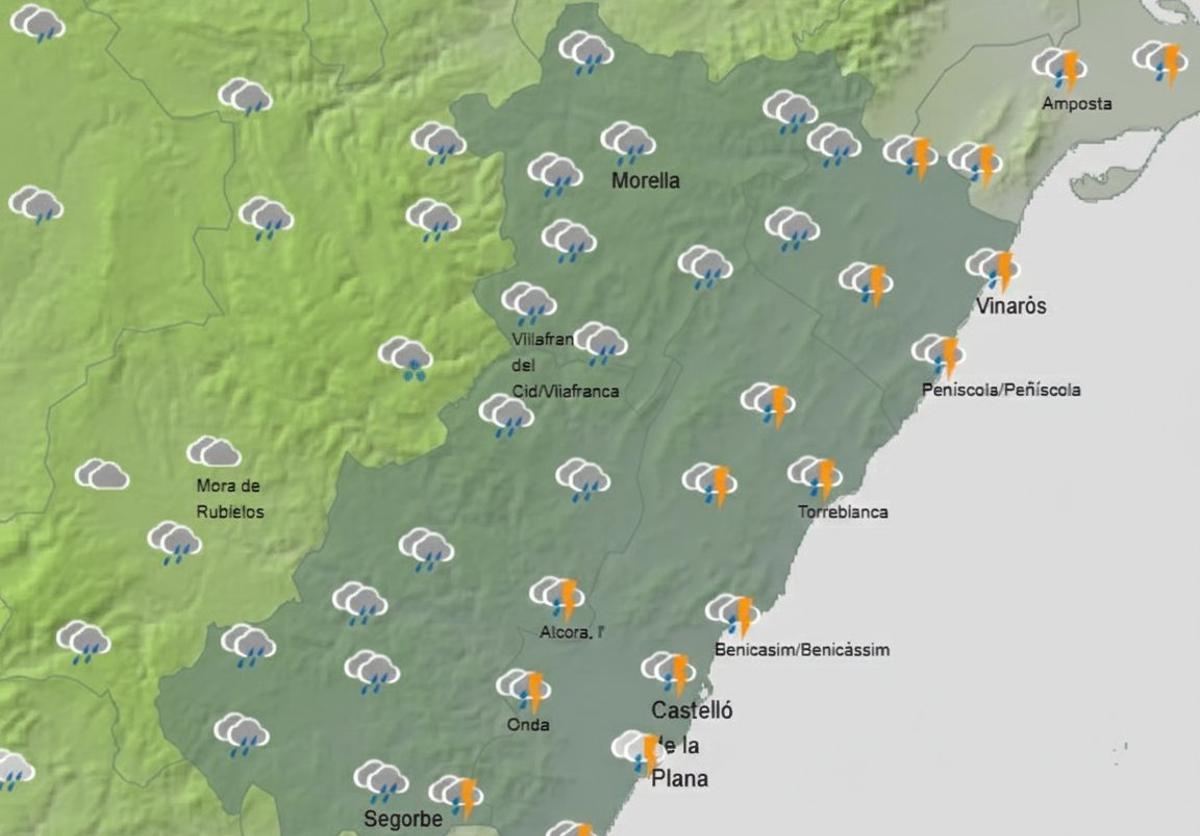 Previsión de Aemet para la provincia de Castellón este domingo.