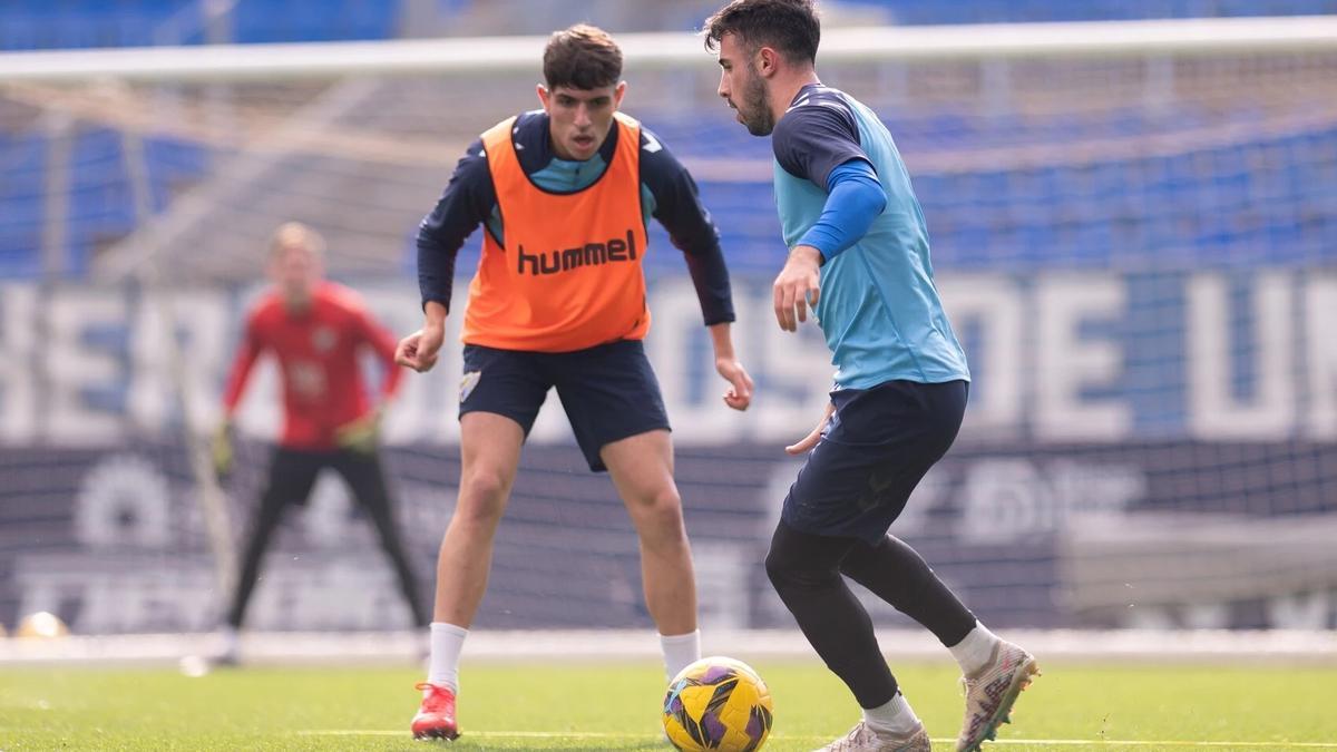 Imagen del entrenamiento de este sábado en La Rosaleda.