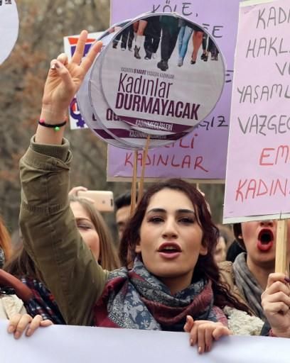 Protesta de mujeres en Ankara, Turquía.